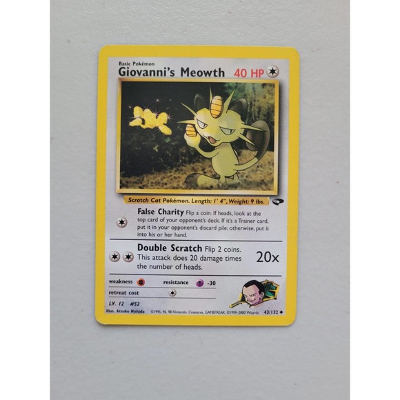 Top Popular Classic Giovanni's Meowth Gym Challenge 43/132 Common Pokemon Card - Picture 1 of 2